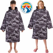 Heatwave Thermalwear Changing Robe Kids Unisex Hooded Coat Camouflage Black Windproof