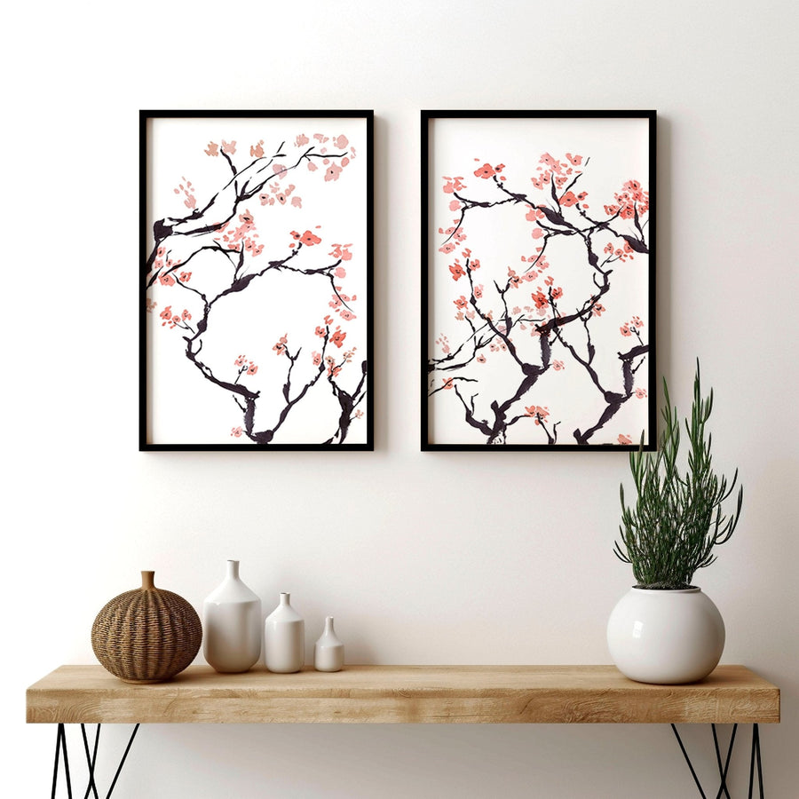 Cherry blossoms wall art | Set of 2 wall art prints