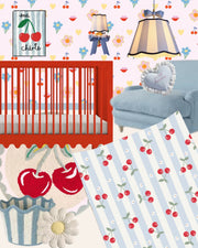 Anti-Roll Wedge Baby Changing Mat - Cherry Stripe