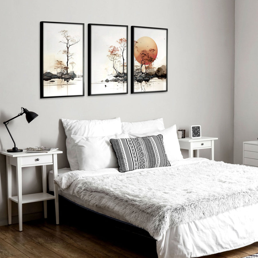 Chinese Wall Art | Set of 3 Asian Inspired Wall art Prints