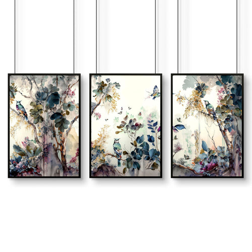 Bathroom prints in uk | set of 3 Chinoiserie wall prints