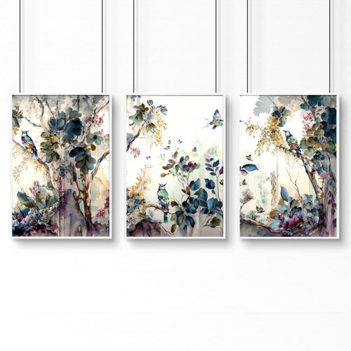 Bathroom prints in uk | set of 3 Chinoiserie wall prints