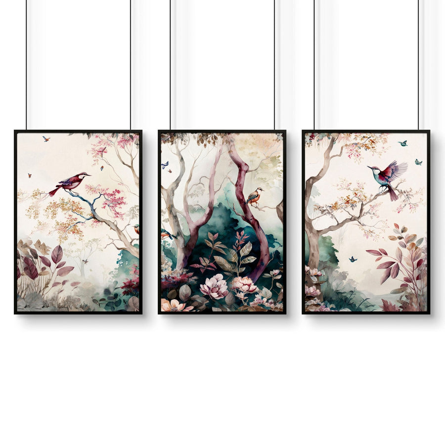 Bathroom Wall decoration | set of 3 Chinoiserie wall prints
