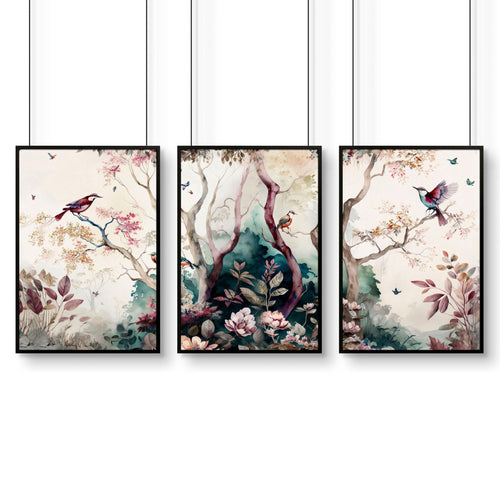 Bathroom Wall decoration | set of 3 Chinoiserie wall prints