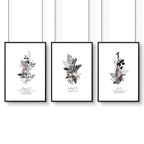 3 Piece Christian Wall Art – Set of 3 Framed Prints