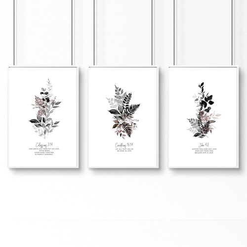 3 Piece Christian Wall Art – Set of 3 Framed Prints