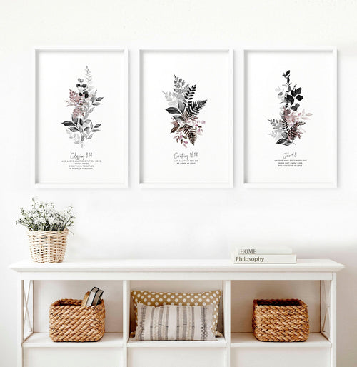 3 Piece Christian Wall Art – Set of 3 Framed Prints
