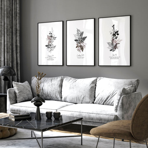 3 Piece Christian Wall Art – Set of 3 Framed Prints