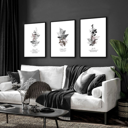 3 Piece Christian Wall Art – Set of 3 Framed Prints
