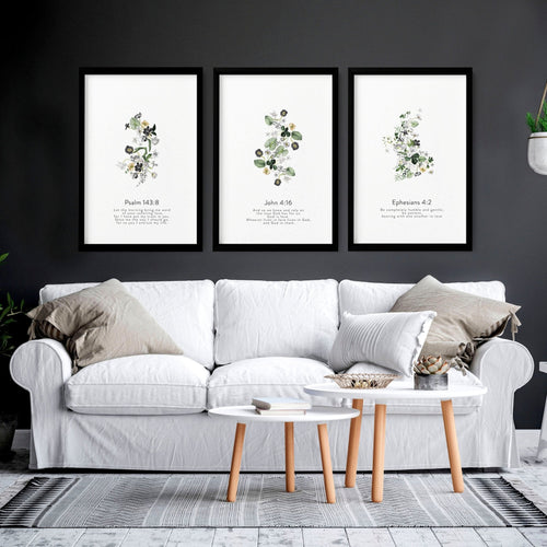 Christian Prints – Set of 3 Living Room Wall Art