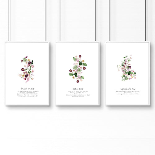 Christian religious posters for bedroom | set of 3 wall art prints
