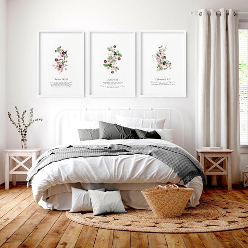 Christian religious posters for bedroom | set of 3 wall art prints