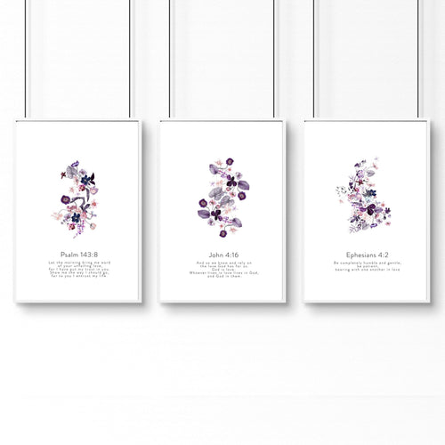 Christian verse posters for bedroom | set of 3 wall art prints