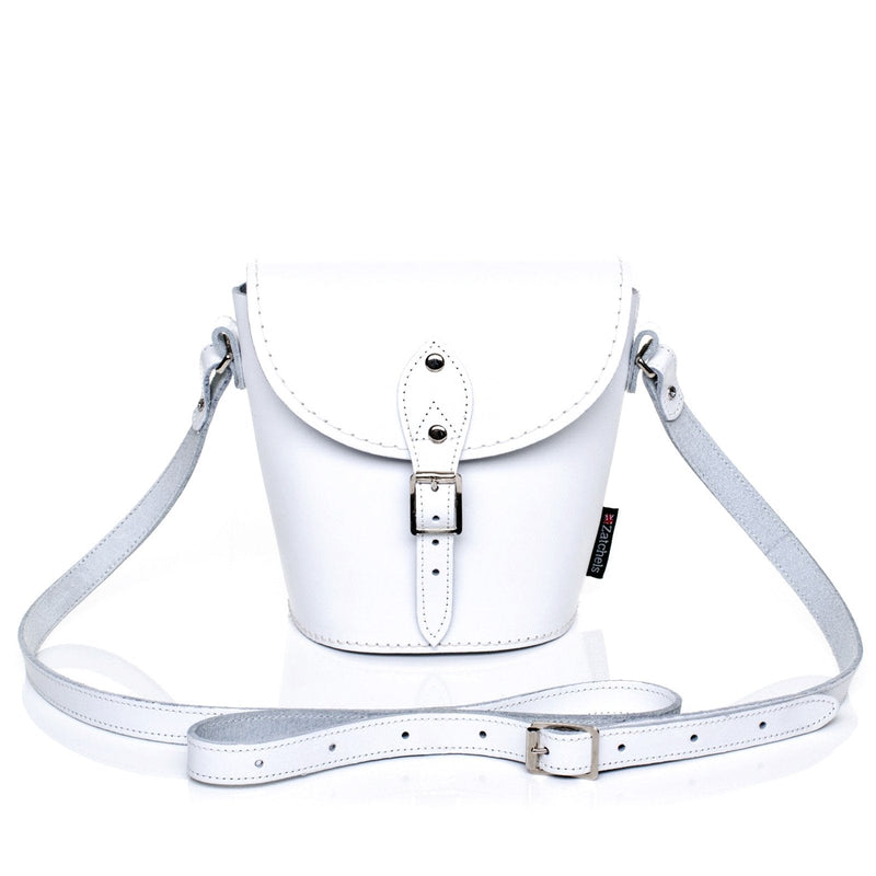 Handmade Leather Barrel Bag - White