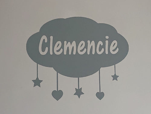 Personalised Cute Vinyl Name Sticker Cloud for Nursery