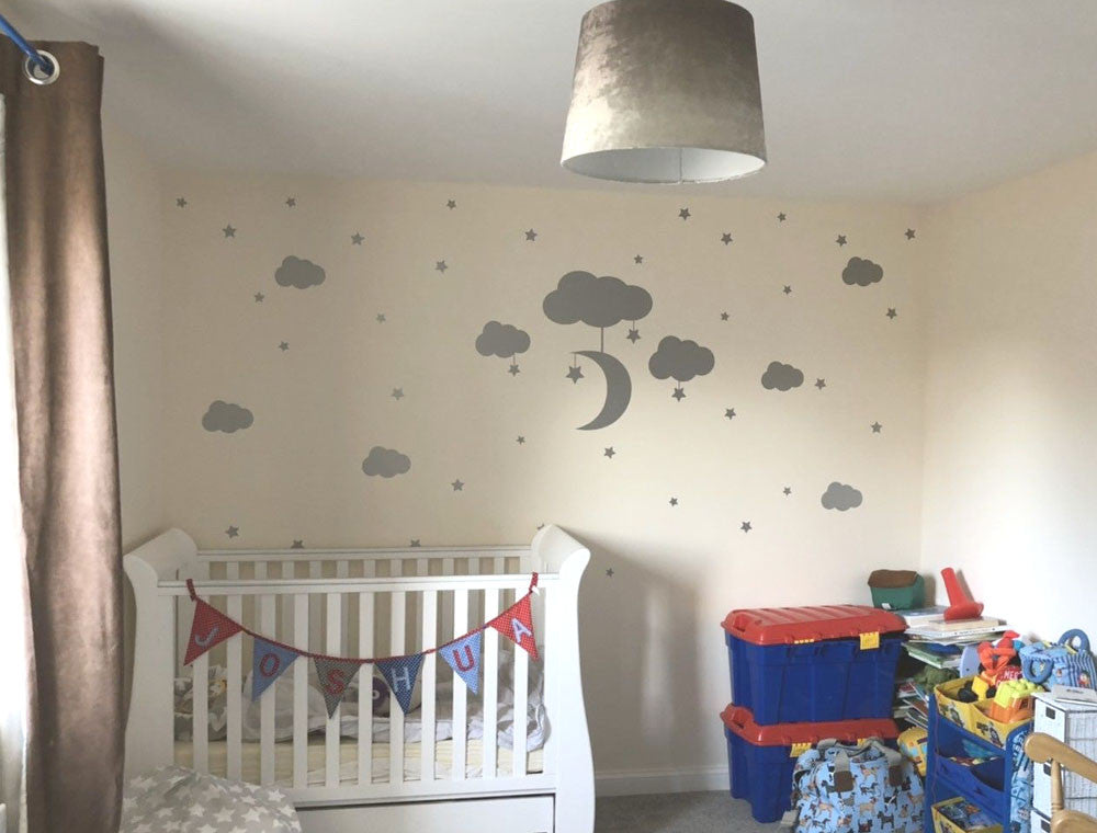 Clouds Moon and Stars Wall Stickers