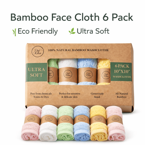 Colourful Organic Bamboo Face Cloths | Luxury Eco Face Cloths | 6 Pack