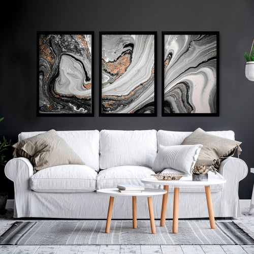 Living Room Wall Decor Ideas | Set of 3 Marble Art Prints