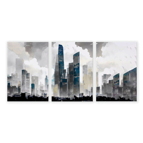 Contemporary Art Wall Decor | Set of 3 Urban Skyscrapers Wall art Prints