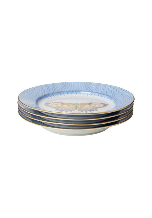 Cornflower Blue Lace Plate Butterfly Side/ Pudding Plate - Set of 4