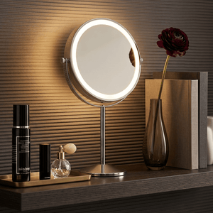 Illuminated Round Cosmetic Mirror Rechargeable Diameter 20cm