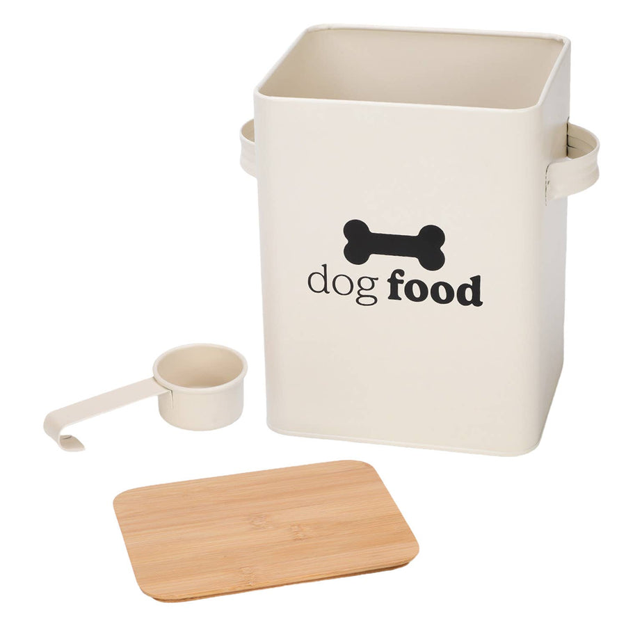 Cream Set of 2 Dog Food Tins with Scoop