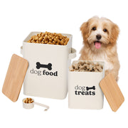 Cream Set of 2 Dog Food Tins with Scoop