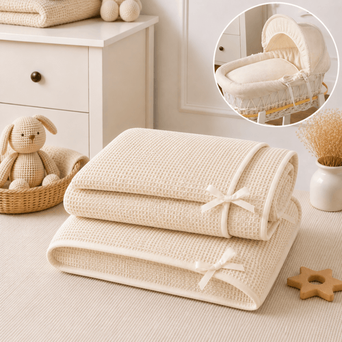 Cream Waffle Moses Basket Bedding Set (Basket Not Included!)