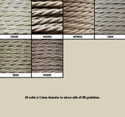 Cream / Linen Braided Fabric Decorative Extension Lead - Black 4 Gang Trailing Socket