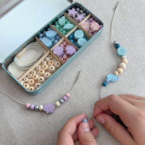 Create Your Own Seashell Bracelet Bead Craft Kit in Reusable Tin