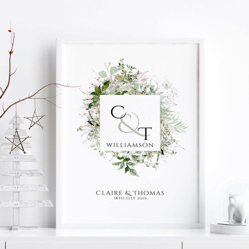 Personalised valentines gift wall art print