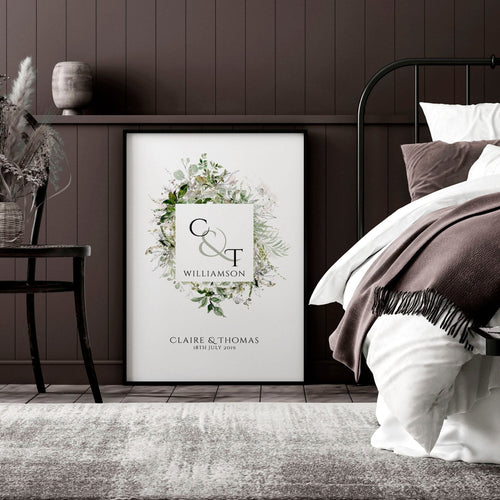 Personalised valentines gift wall art print