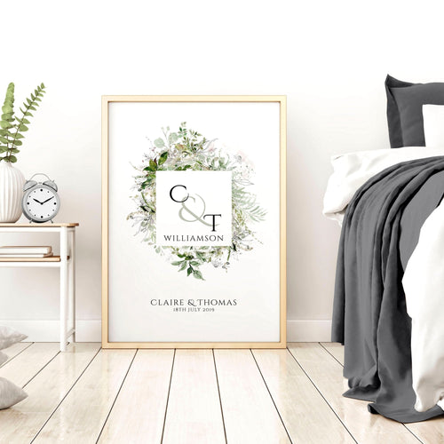 Personalised valentines gift wall art print
