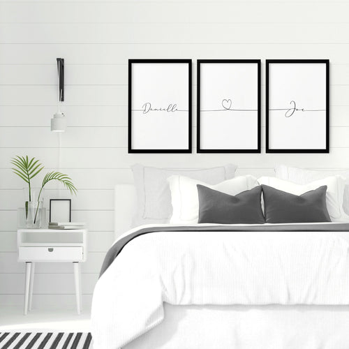 Customized valentines gift | set of 3 Bedroom wall art