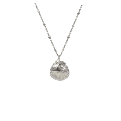 Ocean-Inspired Silver Seashell Necklace