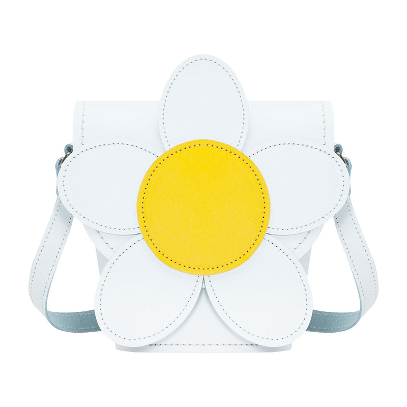 Handmade Leather Daisy Barrel Bag - White