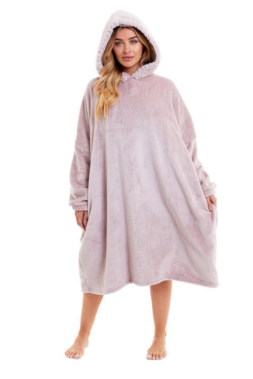 OLIVIA ROCCO Oversized Plush Hooded Poncho Blanket With Ultra-Soft Fur Hood Super Soft Sofa and Bed Use