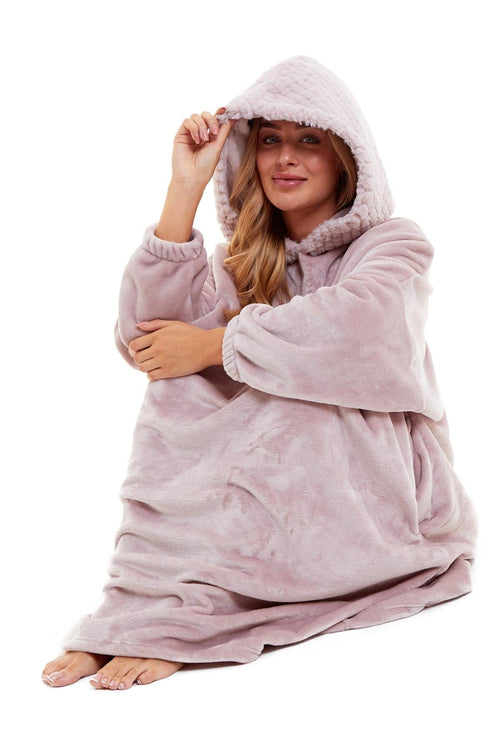 OLIVIA ROCCO Oversized Plush Hooded Poncho Blanket With Ultra-Soft Fur Hood Super Soft Sofa and Bed Use