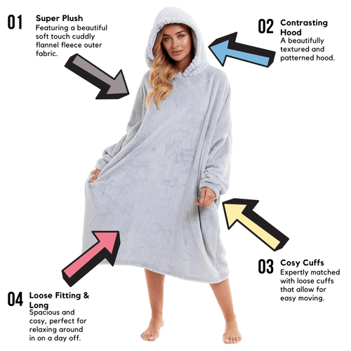 OLIVIA ROCCO Oversized Plush Hooded Poncho Blanket With Ultra-Soft Fur Hood Super Soft Sofa and Bed Use