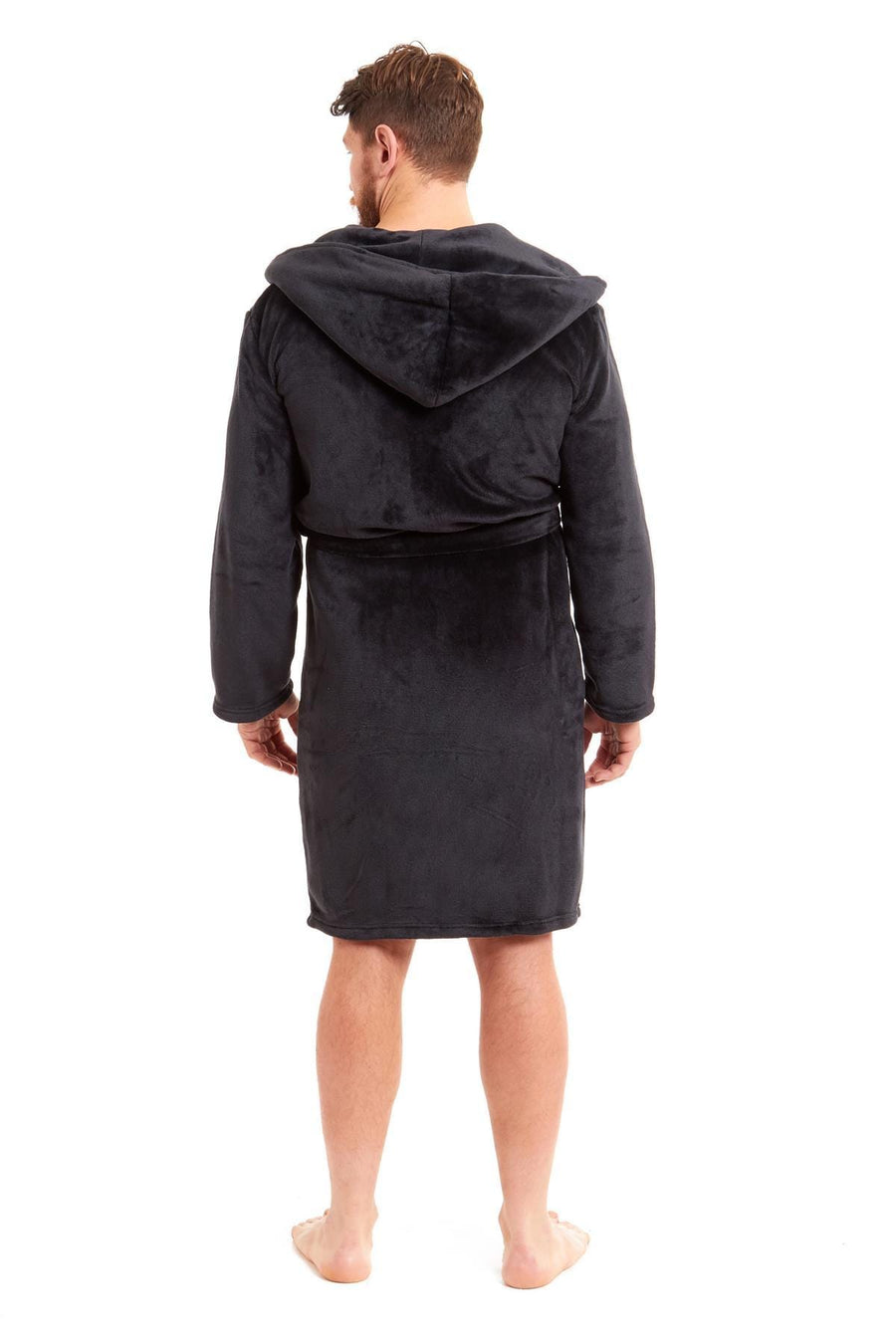 OLIVIA ROCCO Hooded Plush Flannel Bathrobe for Men Ultra-Absorbing Soft Fleece Dressing