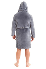 OLIVIA ROCCO Hooded Plush Flannel Bathrobe for Men Ultra-Absorbing Soft Fleece Dressing