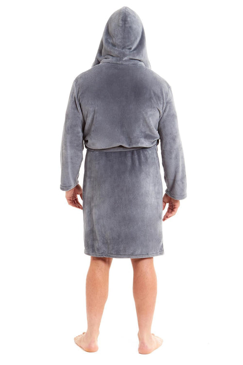 OLIVIA ROCCO Hooded Plush Flannel Bathrobe for Men Ultra-Absorbing Soft Fleece Dressing