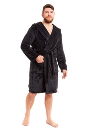 OLIVIA ROCCO Hooded Plush Flannel Bathrobe for Men Ultra-Absorbing Soft Fleece Dressing
