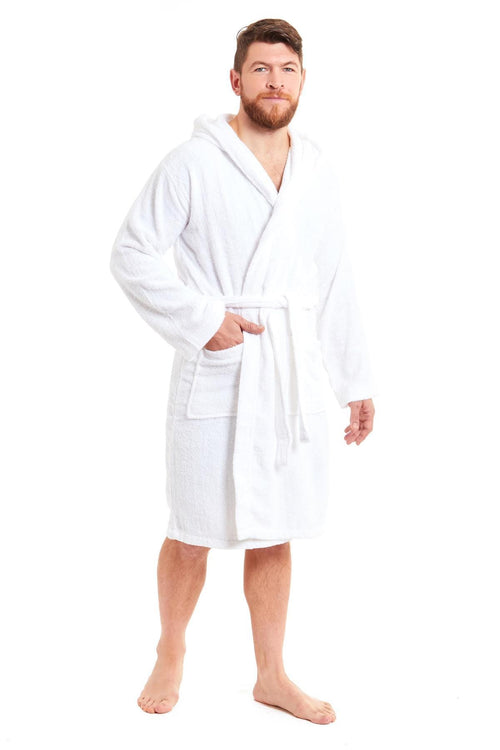 OLIVIA ROCCO Mens Luxury Bamboo Cotton Hooded Towelling Robe Ultra Soft For Home Gym