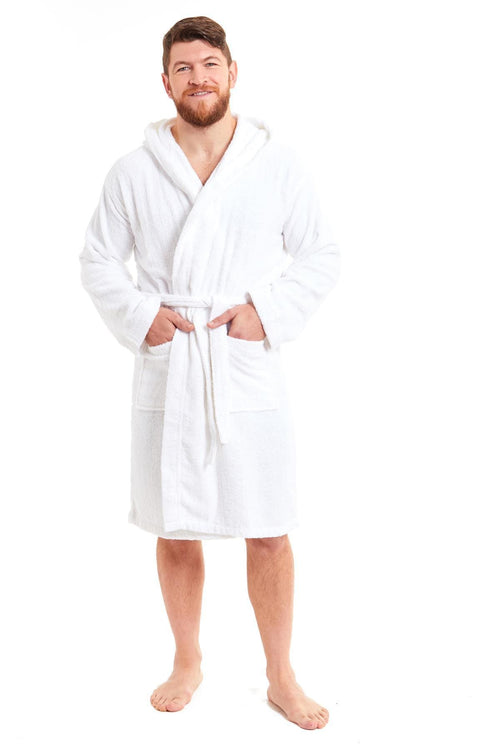 OLIVIA ROCCO Mens Luxury Bamboo Cotton Hooded Towelling Robe Ultra Soft For Home Gym