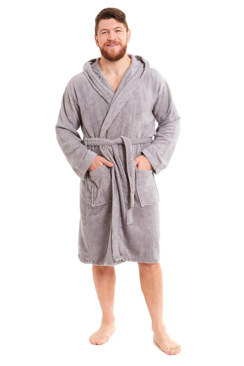 OLIVIA ROCCO Mens Luxury Bamboo Cotton Hooded Towelling Robe Ultra Soft For Home Gym