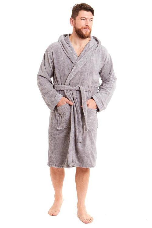 OLIVIA ROCCO Mens Luxury Bamboo Cotton Hooded Towelling Robe Ultra Soft For Home Gym