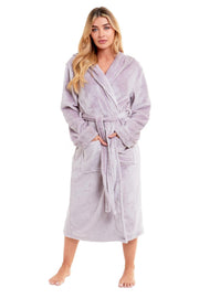 OLIVIA ROCCO Womens Faux Fur Hooded Bathrobe Plush Fleece Ultra-Absorbent Dressing Gown
