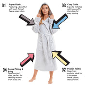 OLIVIA ROCCO Womens Faux Fur Hooded Bathrobe Plush Fleece Ultra-Absorbent Dressing Gown