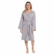 OLIVIA ROCCO Women's Hooded Waffle Cotton Bathrobe Grey 100% Cotton Super Absorbent Spa